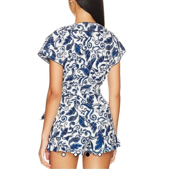 New Cleobella Tayla Wrap Vest Top in Azulejo Large Blue/White Revolve - Picture 6 of 16